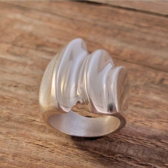 Sterling Taxco Mexico Contemporary Sculptural Statement Ring - Picture 8 of 15